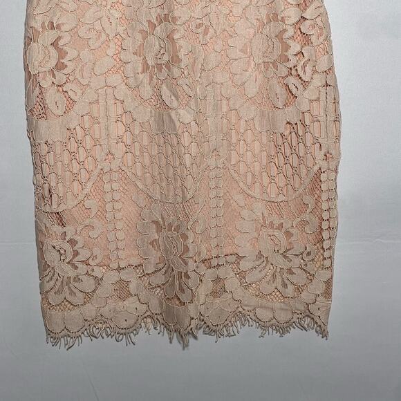 Main Strip Sleeveless Crochet Lace Knee Length Dress Nude Womens Size Medium - Picture 8 of 10